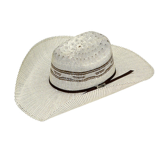 TWISTER 4 1/4” MAVERICK CROWN BANGORA NATURAL STRAW WESTERN HAT