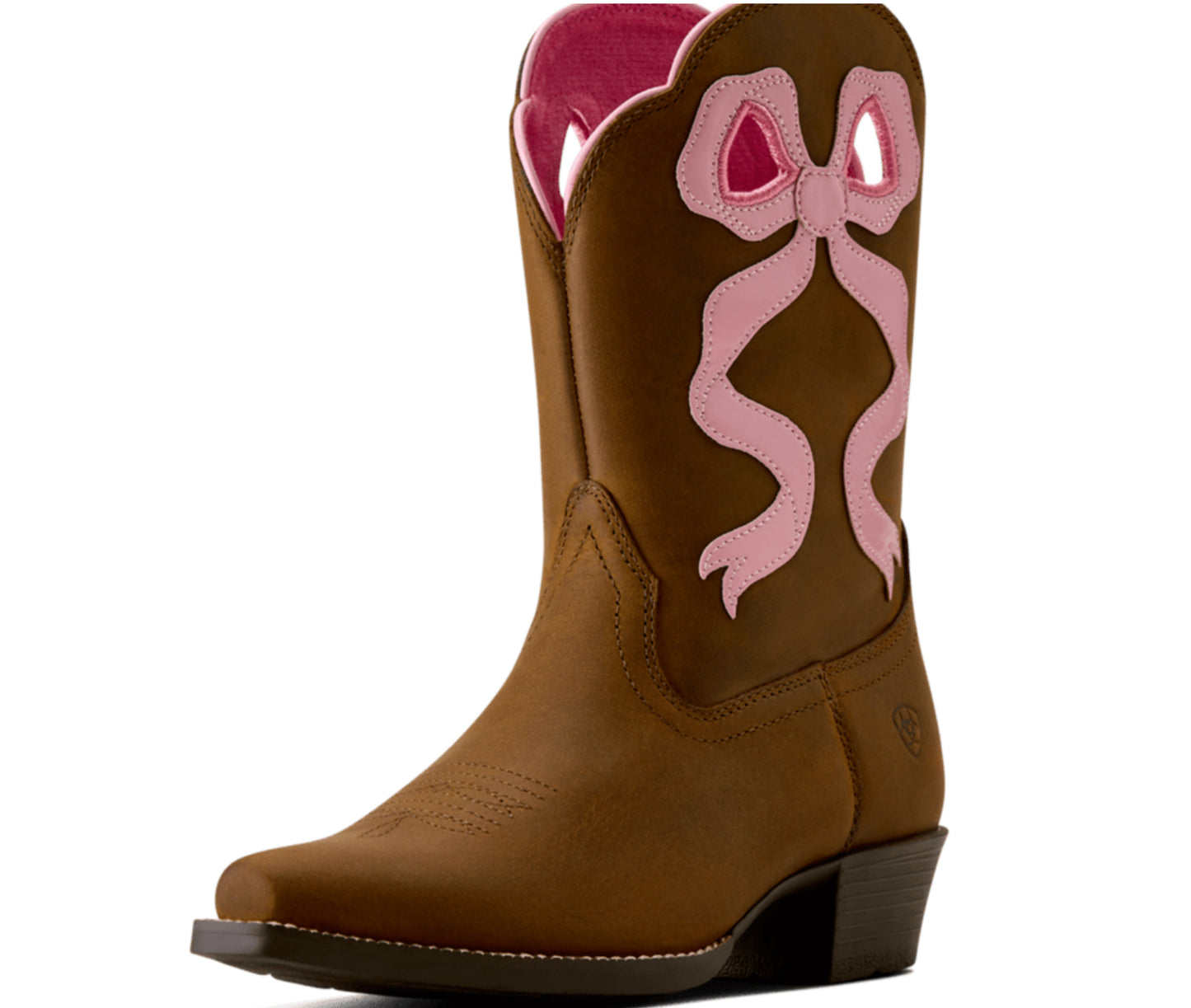 ARIAT GIRLS YOUTH LIL BEAUX D TOE DISTRESSED BROWN WESTERN BOOT
