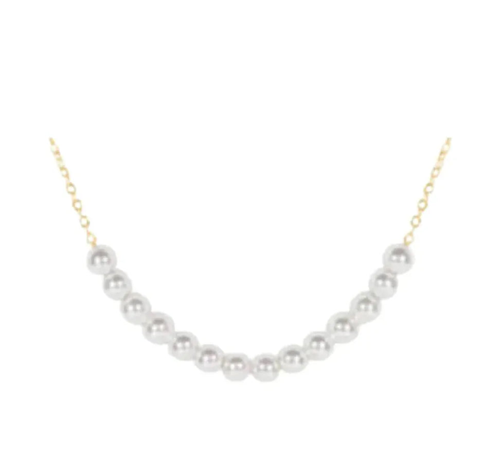 E NEWTON 16” NECKLACE GOLD CLASSIC BEADED BLISS 4MM PEARL