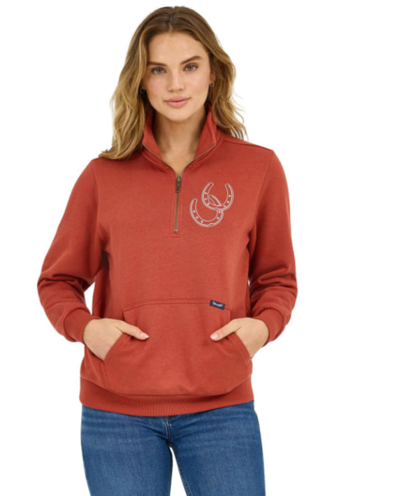 WRANGLER WOMENS1/4 ZIP HORSESHOE LONG SLEEVE PULLOVER