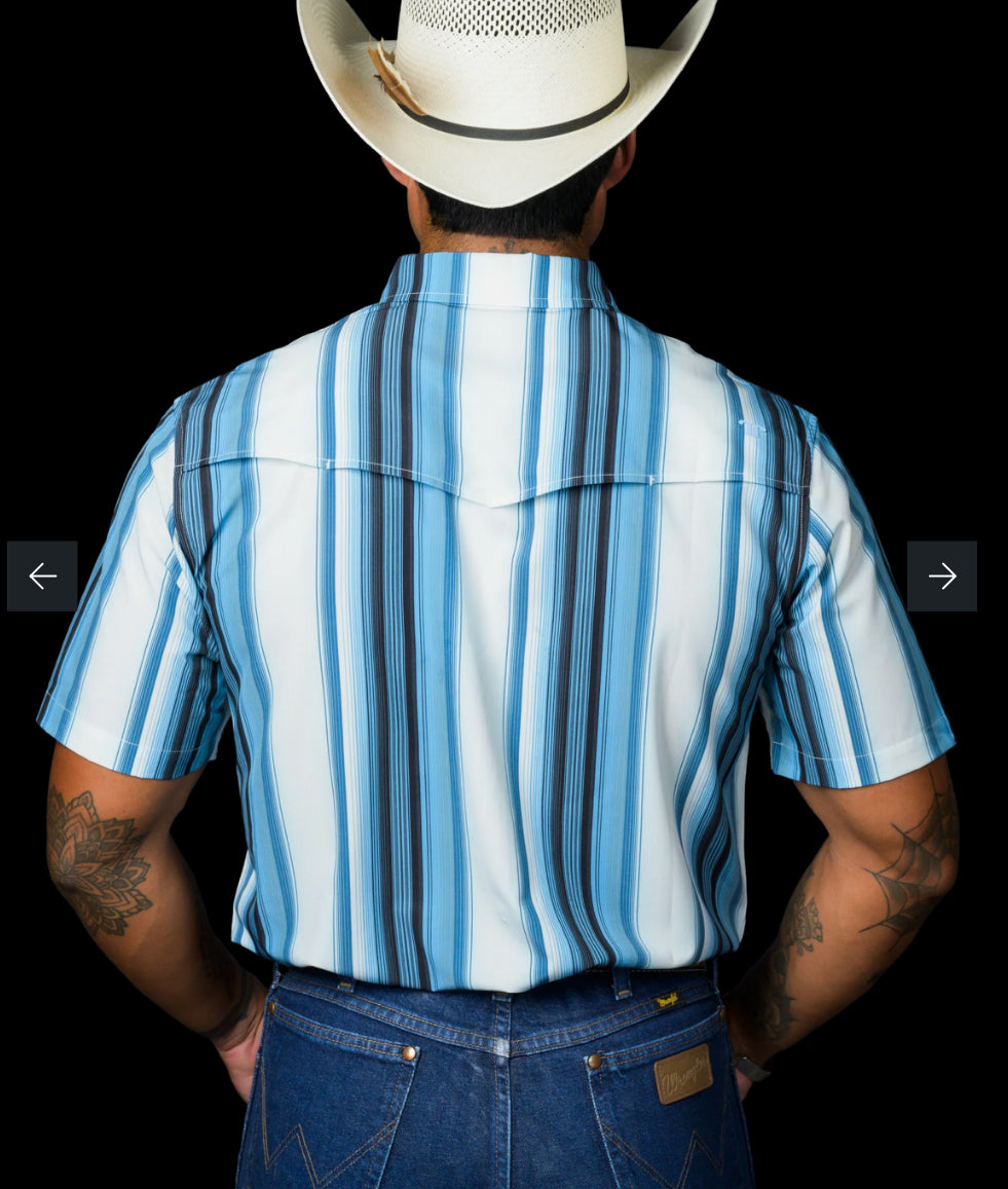 FERRELL BRAND “THE HARRISON” IN BLUE-SHORT SLEEVE PEARL SNAP SHIRT