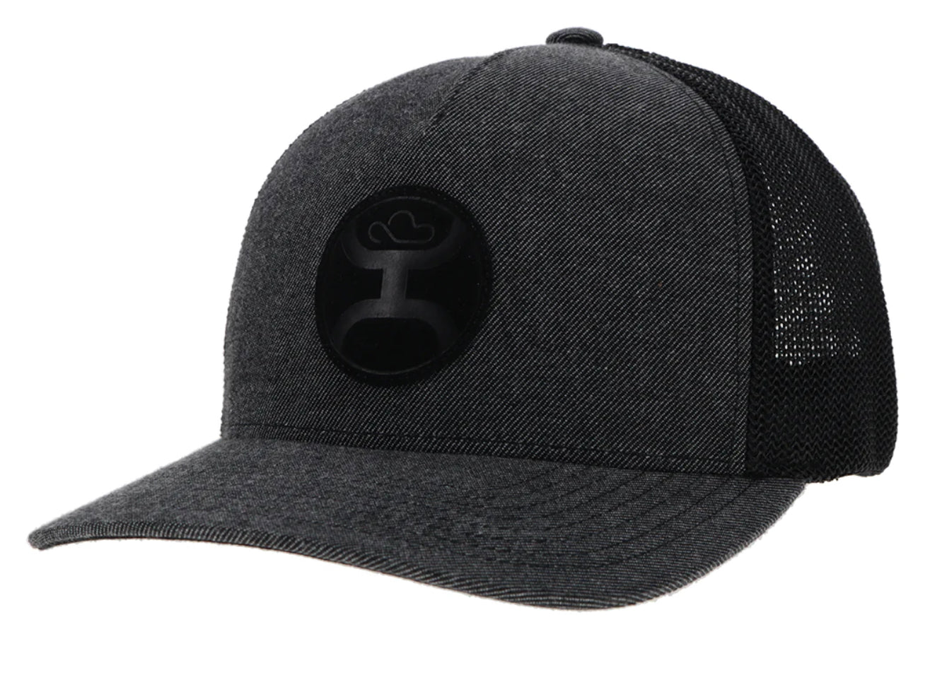 HOOEY “CAYMAN” GREY/BLACK 5 PANEL FLEXFIT WITH BLACK CIRCLE PATCH-OSFA