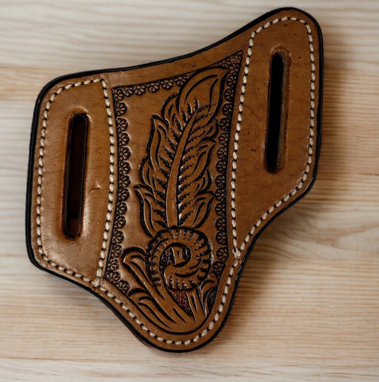 TWISTED X FLORAL AND FEATHER TOOLED LEATHER KNIFE SHEATH