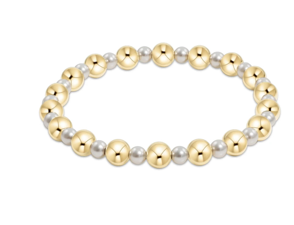 E NEWTON EXTENDS PEARL GRATEFUL PATTERN 4MM BEAD BRACELET 6MM GOLD