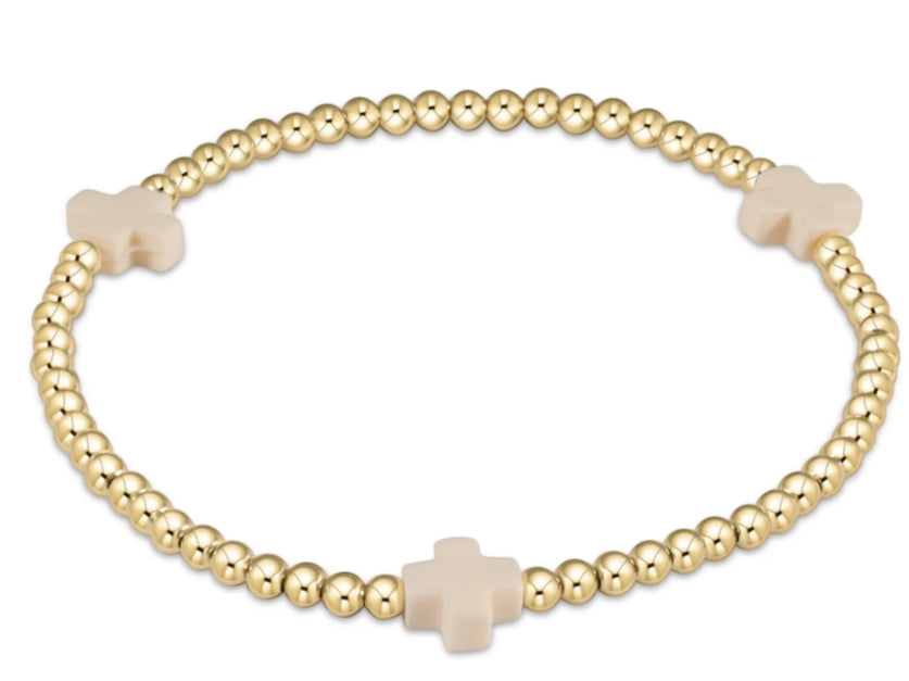 E NEWTON EXTENDS SIGNATURE CROSS GOLD PATTERN 3 MM BEAD BRACELET