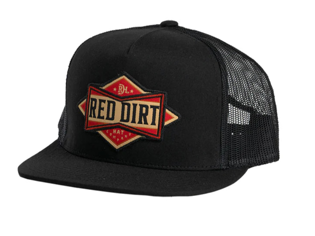 RED DIRT HAT CO COWBOY BOWTIE-BLACK/BLACK 5 PANEL HAT