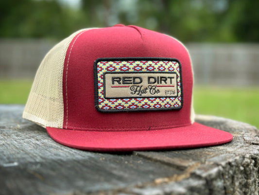 RED DIRT HAT CO SADDLE UP BURGUNDY/BURGUNDY/KHAKI 5 PANEL