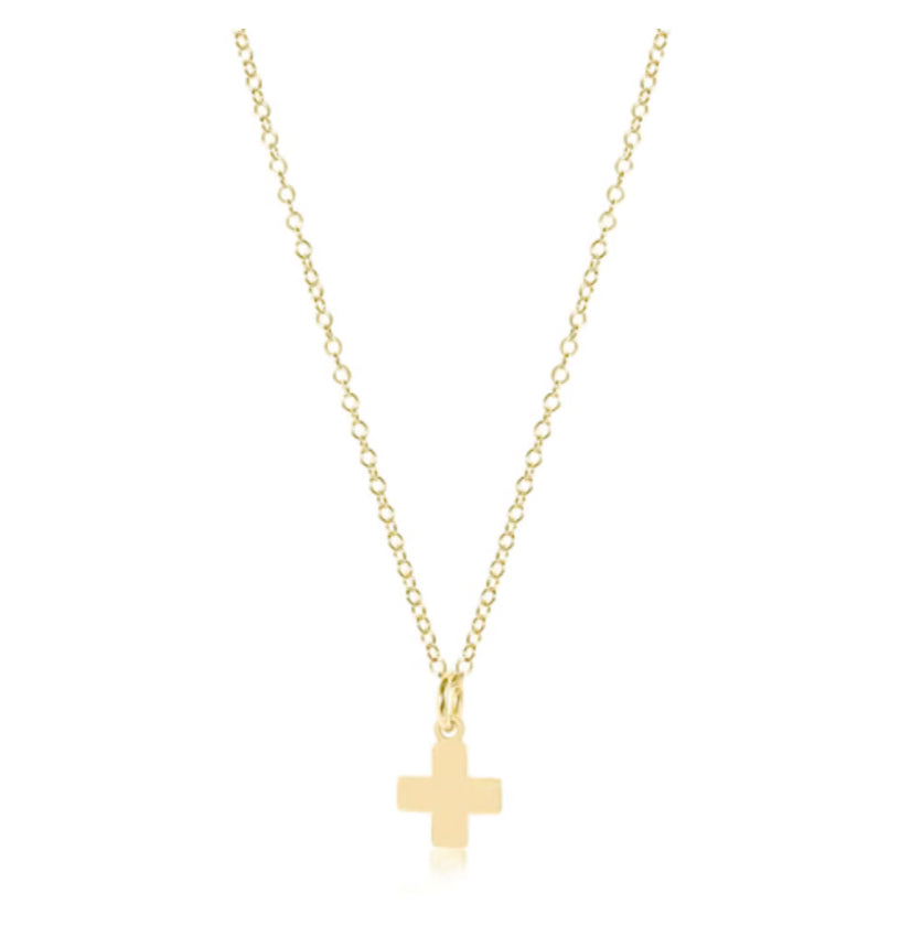 E NEWTON 16” NECKLACE GOLD SIGNATURE CROSS GOLD CHARM