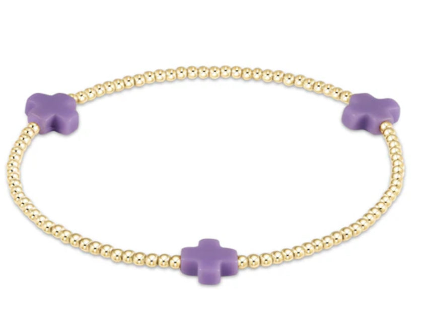 E NEWTON SIGNATURE CROSS GOLD PATTERN 2MM BEAD BRACELET IN VARIOUS COLORS