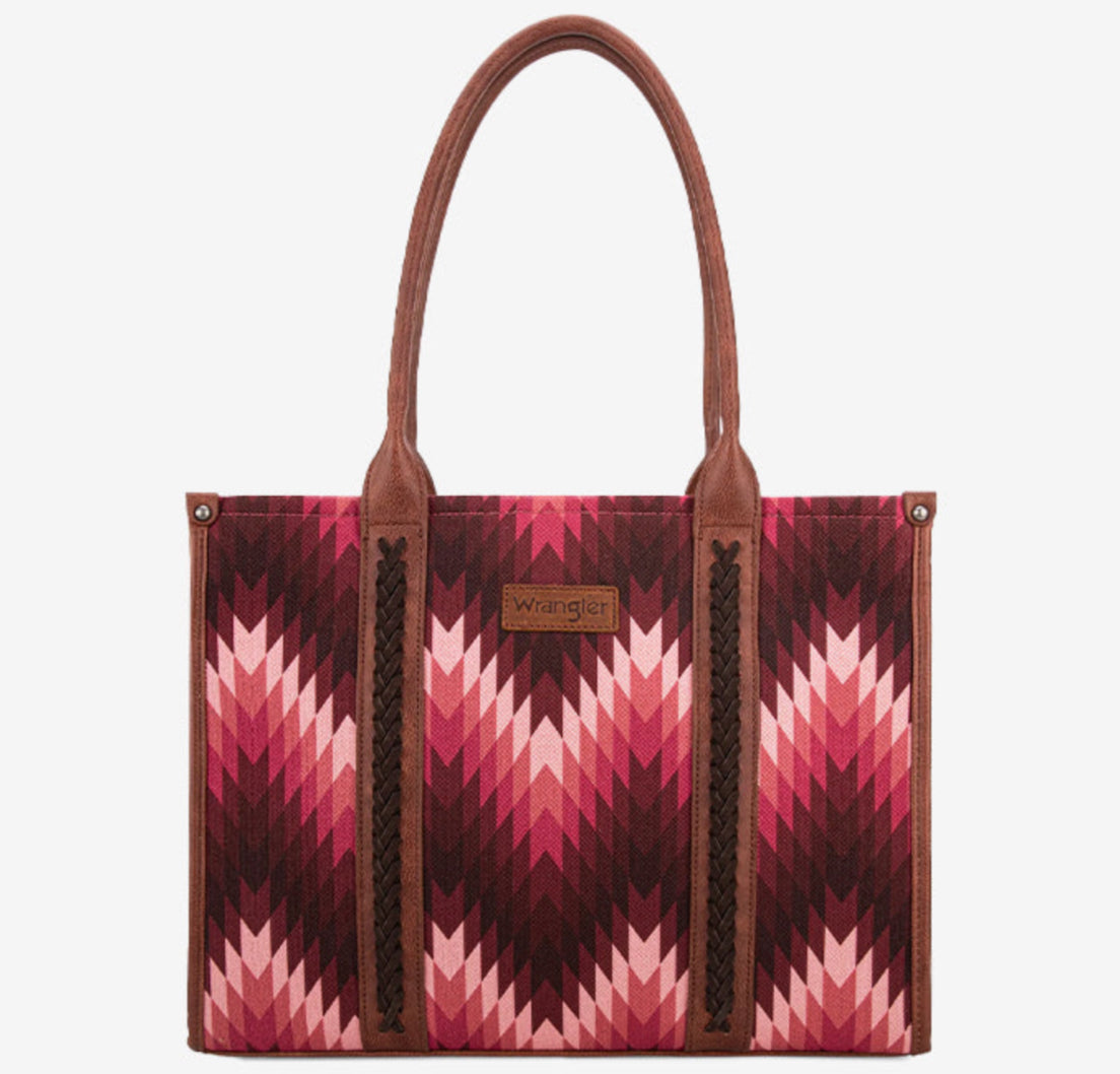 WRANGLER SOUTHWESTERN PATTERN DUAL SIDED PRINT TOTE/CROSSBODY