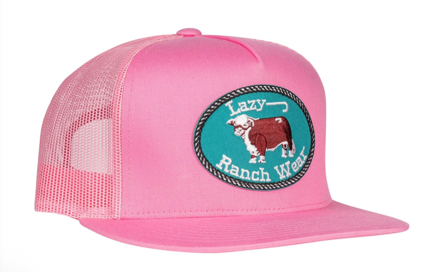 LAZY J RANCH PINK ORIGINAL BUCKLE CLASSIC FIVE PANEL TRUCKER HAT