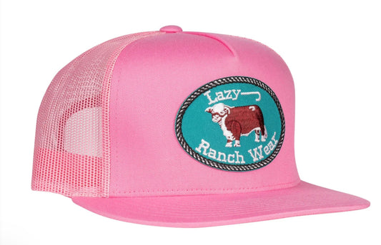 LAZY J RANCH PINK ORIGINAL BUCKLE CLASSIC FIVE PANEL TRUCKER HAT