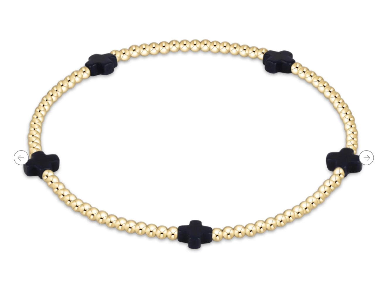 E NEWTON SIGNATURE CROSS SMALL 2MM GOLD BRACELET NAVY