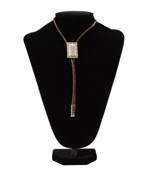 DOUBLE S BOLO TIE RECTAGLE BUCK LACE