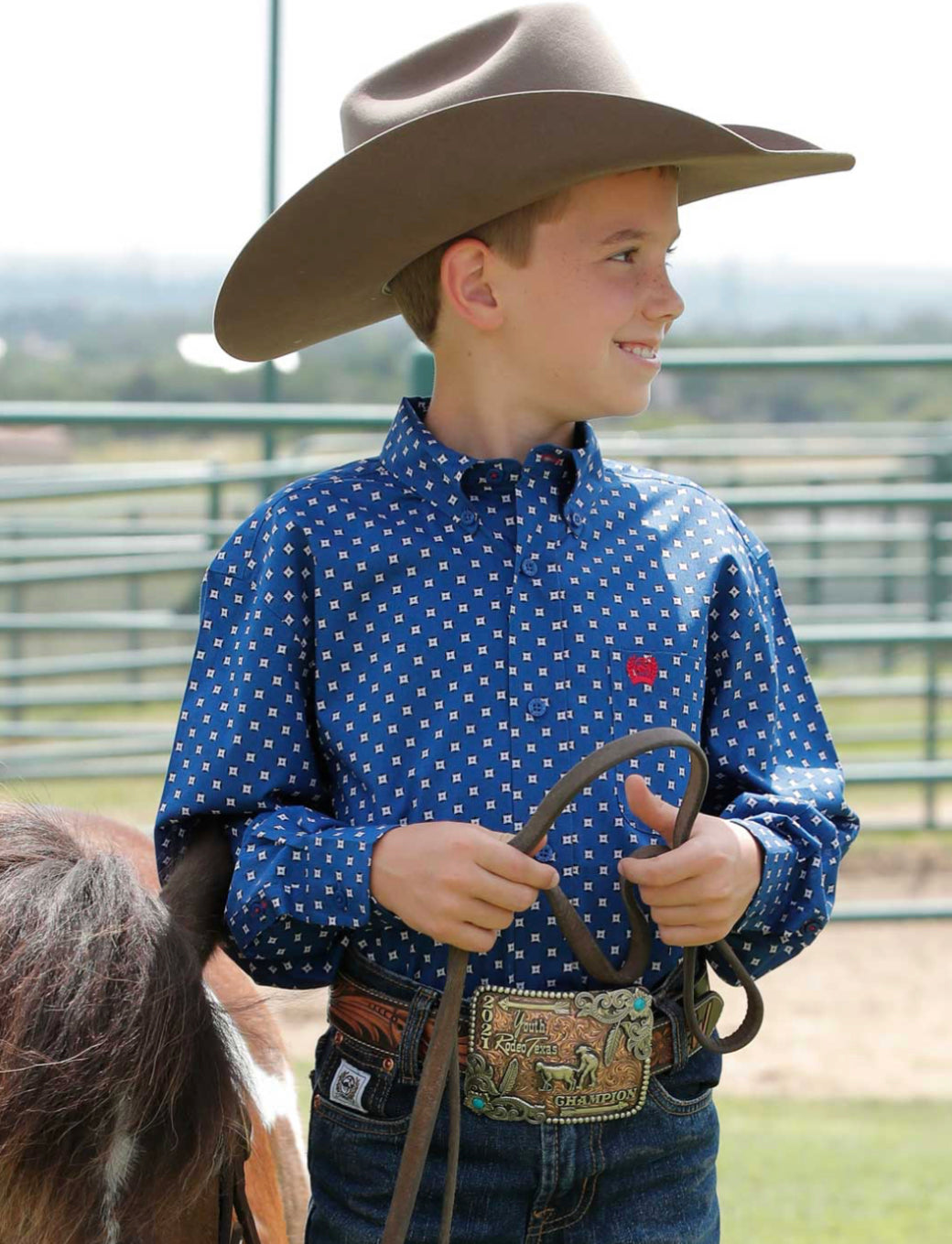 CINCH BOYS LONG SLEEVE PRINT BUTTON UP SHIRT