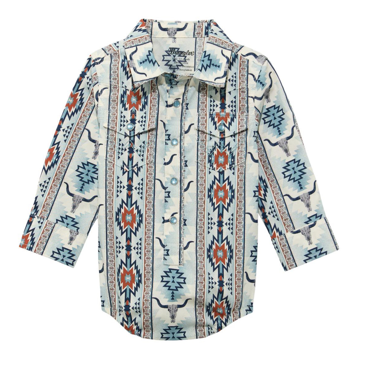 WRANGLER BABY BOYS SNAP LONG SLEEVE ONSIE