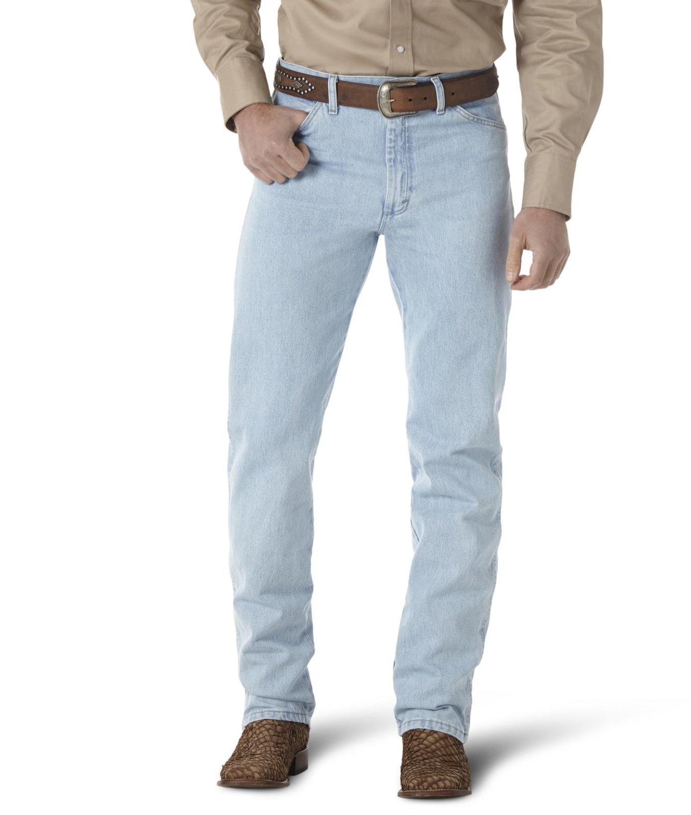 WRANGLER MENS COWBOY CUT ORIGINAL FIT JEAN IN BLEACH