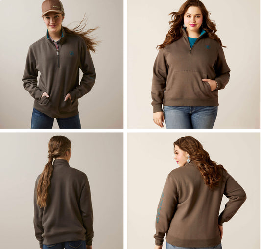 ARIAT WOMENS LOGO 1/4 ZIP SWEATSHIRT