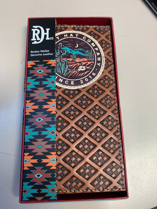 RED DIRT HAT CO RODEO WALLET DESERT SCENE LOGO PATCH