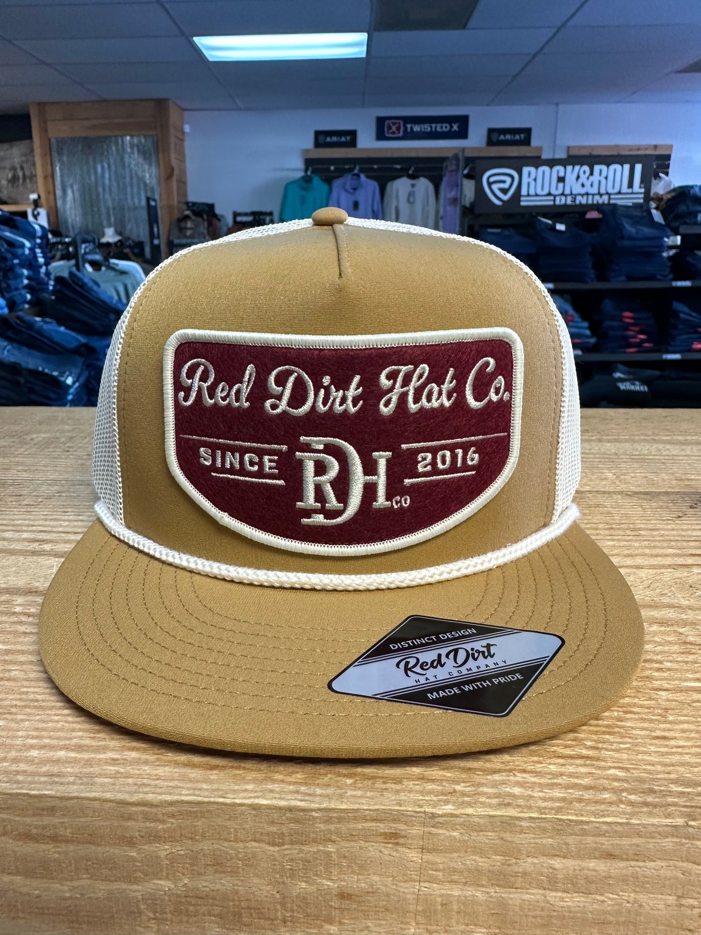 RED DIRT HAT CO DAWN CAP-BROWN/PUTTY WITH PUTTY ROPE 5 PANEL