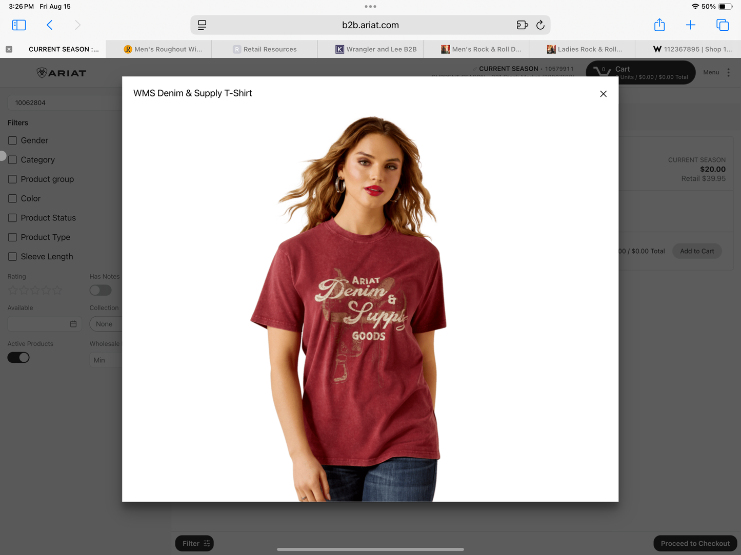 ARIAT WOMENS DENIM AND SUPPLY TSHIRT