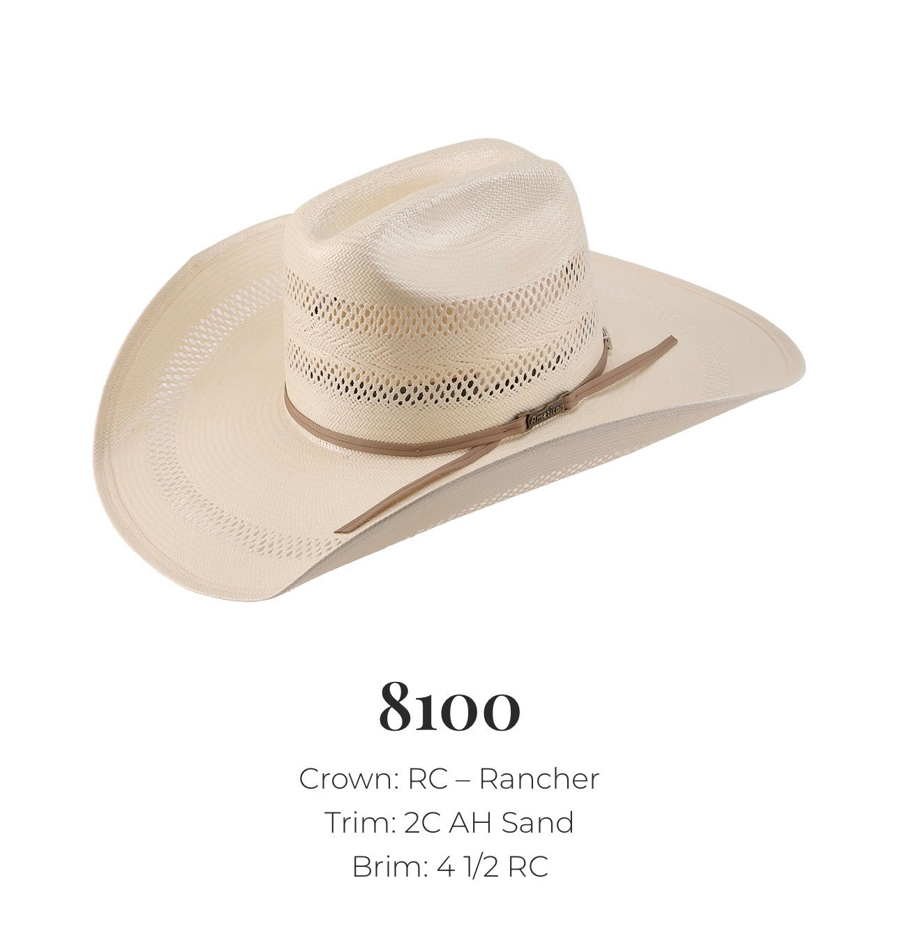 AMERICAN HAT COMPANY 8100 RANCHER STYLE STRAW HAT