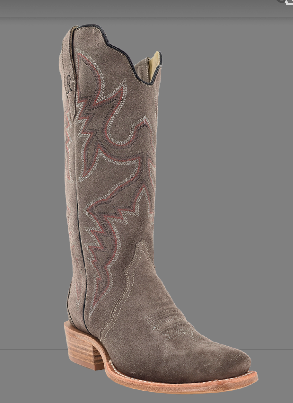 R WATSON WOMENS NEW CHARCOAL ROUGHTOUT COWGIRL BOOT