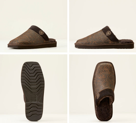 ARIAT SILVERSMITH MENS EMBOSSED SQUARE TOE SLIPPER