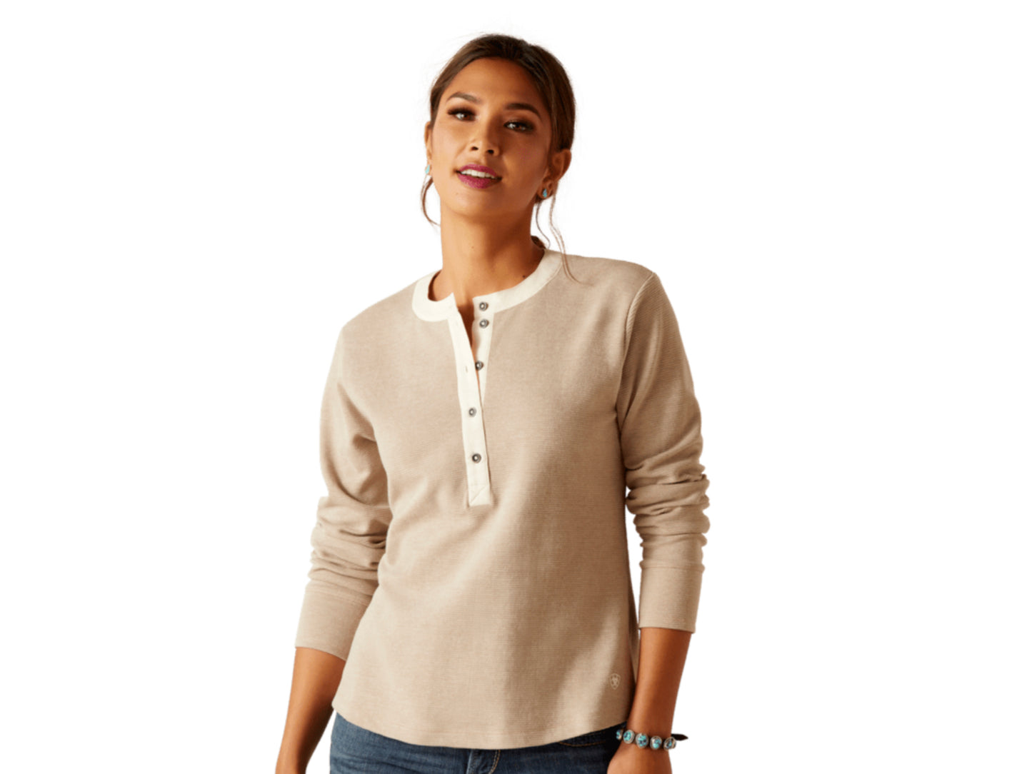 ARIAT WOMENS PRAIRIE HENLEY LONG SLEEVE TOP