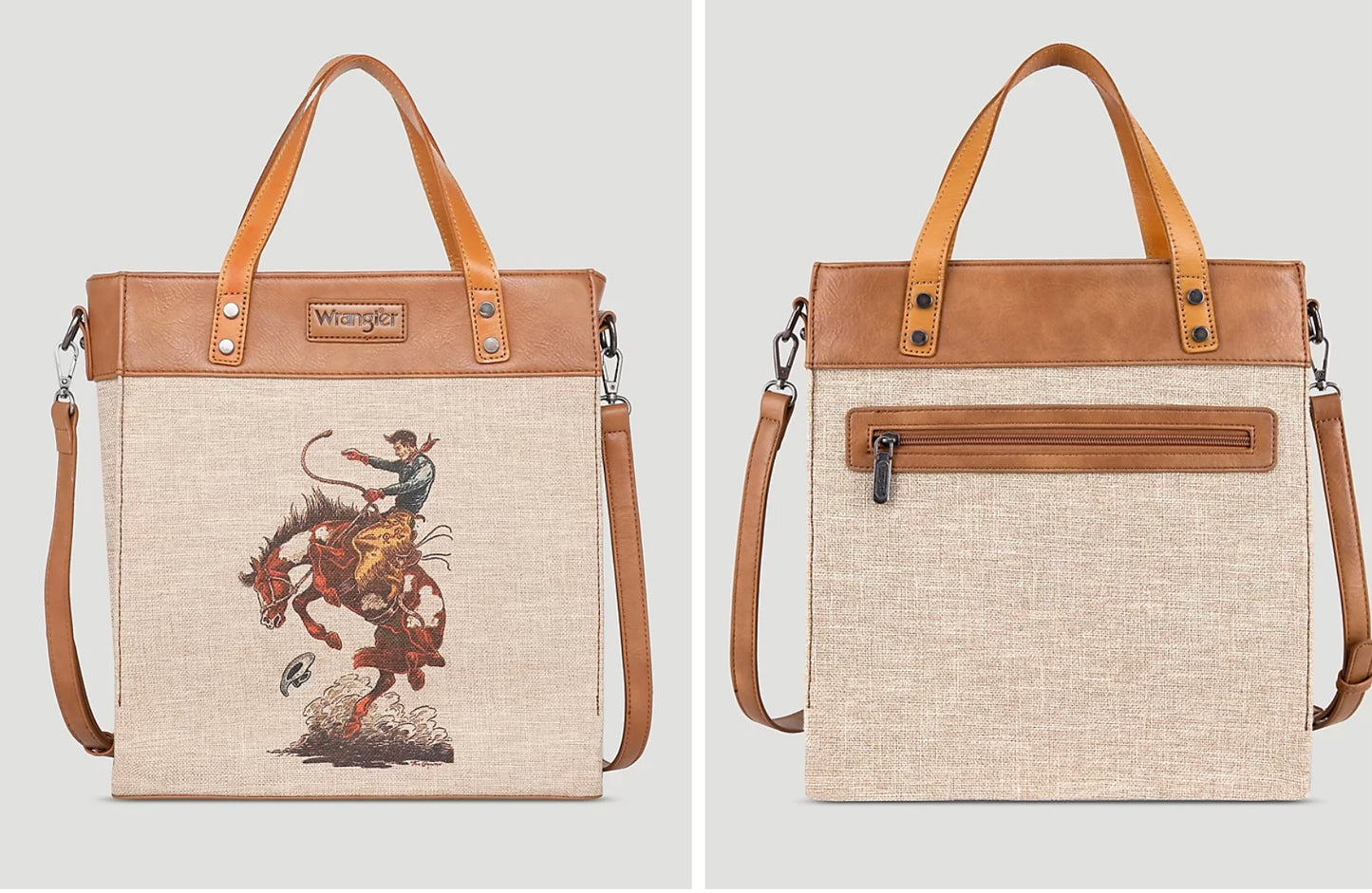 WRANGLER ART PRINT CANVAS TOTE/CROSSBODY