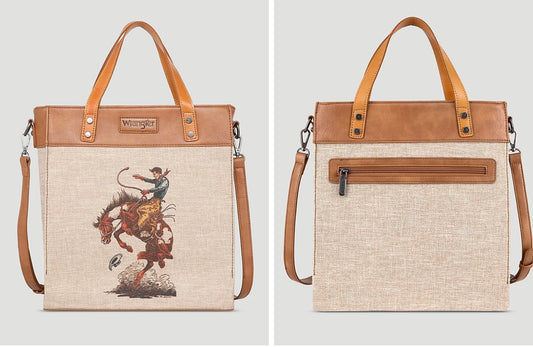 WRANGLER ART PRINT CANVAS TOTE/CROSSBODY