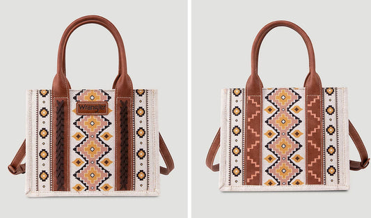 WRANGLER SOUTHWESTERN PRINT SMALL CANVAS TOTE/CROSSBODY