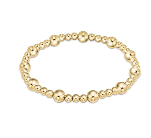 E NEWTON CLASSIC SINCERITY PATTERN 6 MM BEAD BRACELET GOLD