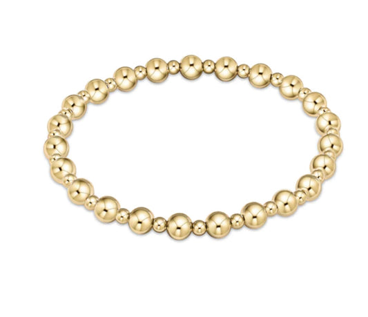 E NEWTON CLASSIC GRATEFUL PATTERN 5 MM BEAD BRACELET GOLD