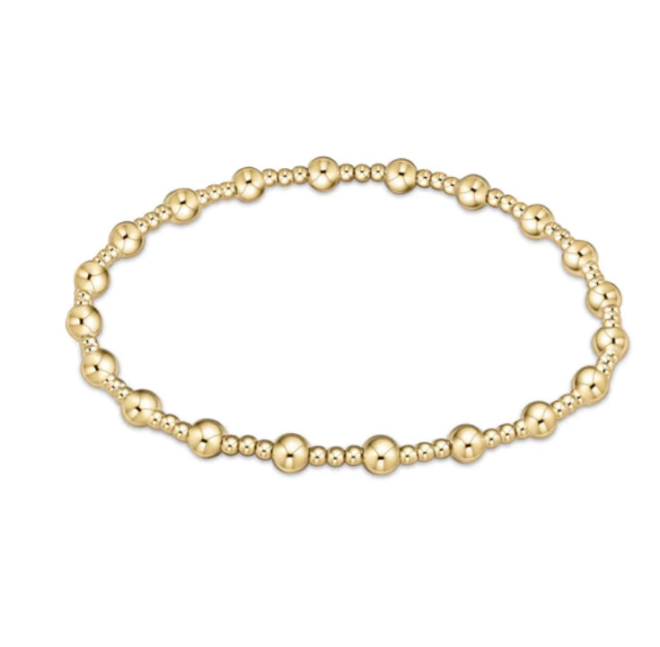 E NEWTON CLASSIC SINCERITY PATTERN 4MM BEAD BRACELET GOLD