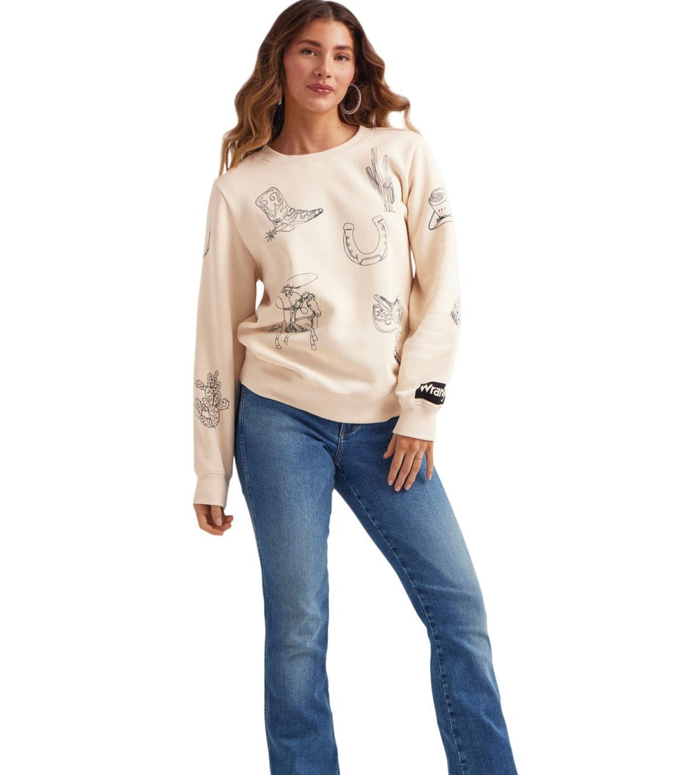 WRANGLER WOMENS LONG SLEEVE WESTERN ICON SWEATER