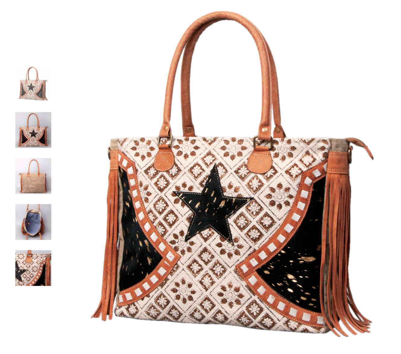 AMERICAN DARLING WEEKENDER ACID WASH REAL COWHIDE LEATHER AND UPCYCLED CANVAS LADIES BAG