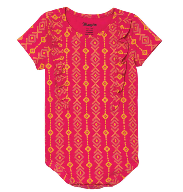WRANGLER BABY GIRL PINK PRINT ONSIE SHORT SLEEVE