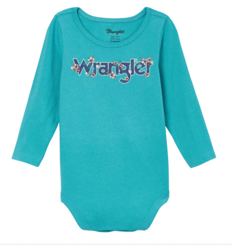 WRANGLER BABY GIRL TEAL LOGO ONSIE