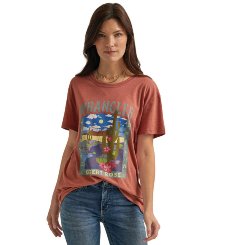 WRANGLER WOMENS BOYFRIEND TEE DESERT ROSE