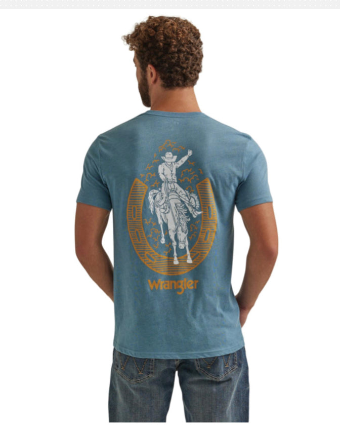 WRANGLER MENS REG TEE COWBOY HORSESHOE