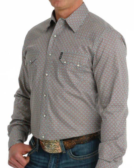 CINCH MENS WOVEN LONG SLEEVE PRINT MODERN FIT BUTTON UP SHIRT