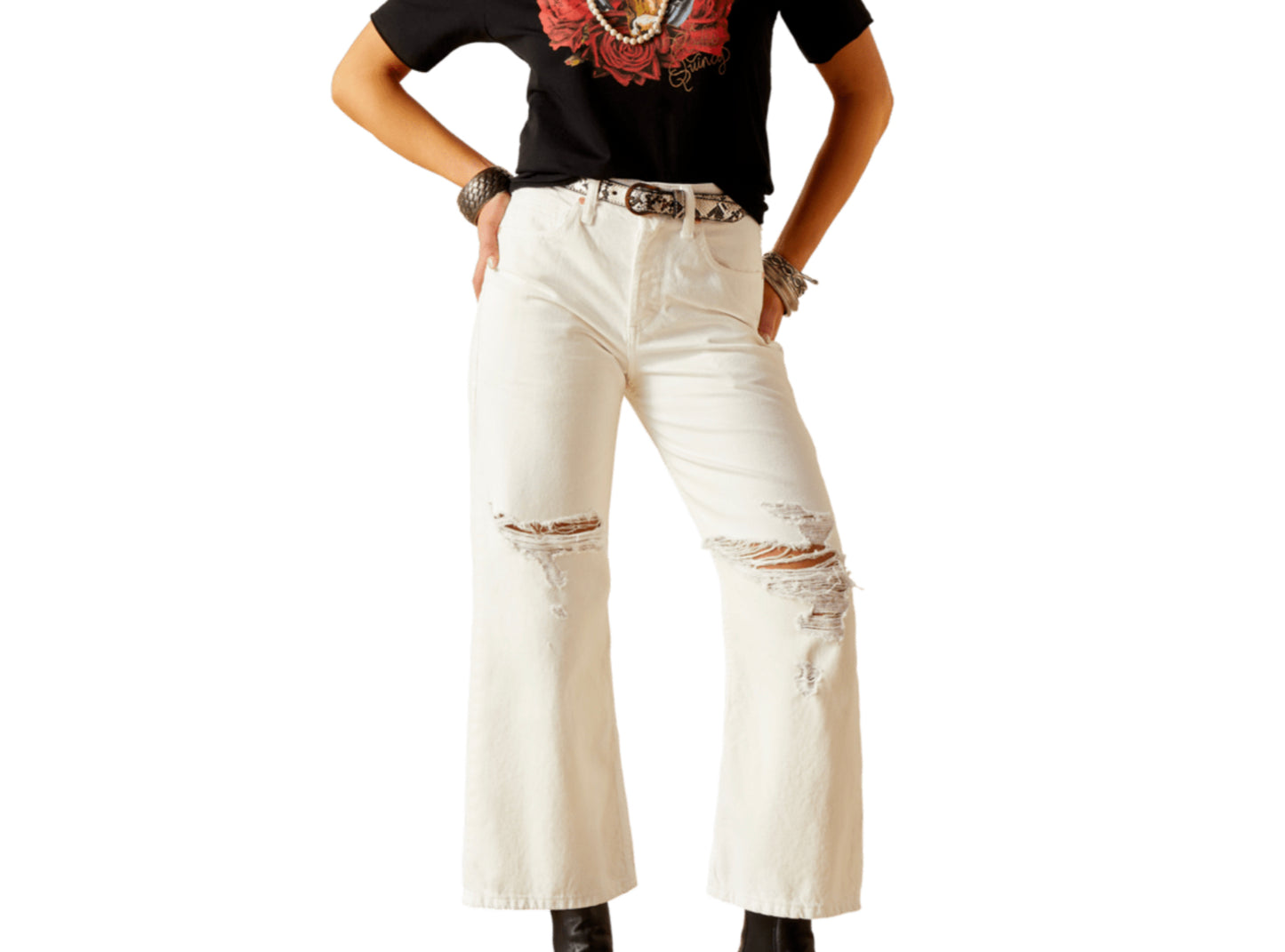 ARIAT WOMENS TOMBOY WIDE LEG ULTRA HIGHRISE CROP JEAN