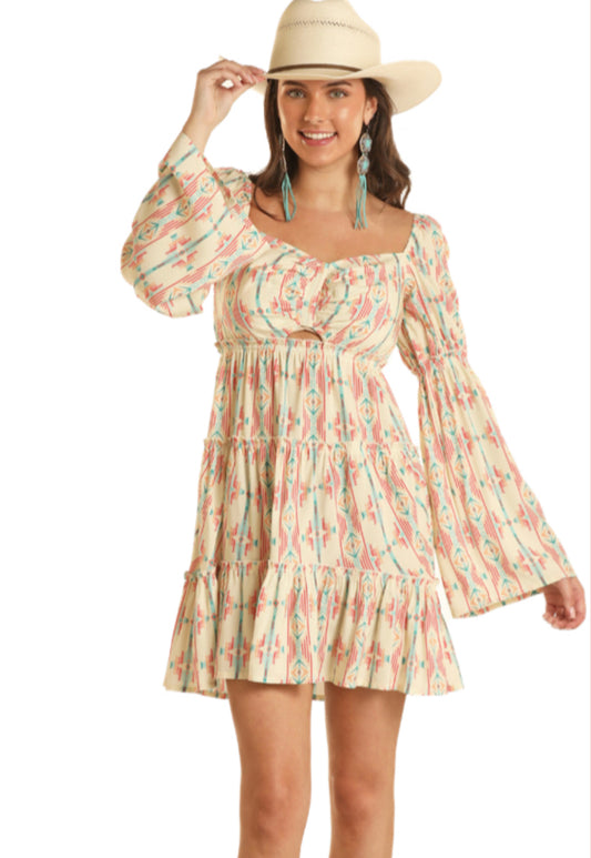 ROCK & ROLL DENIM MINI DRESS WITH CUTOUT