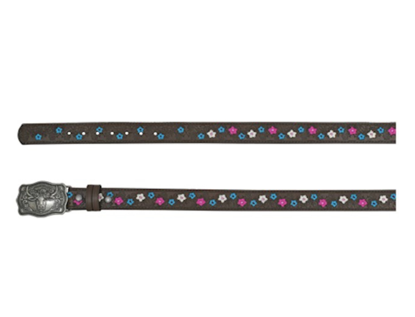 TRENDITIONS CATCHFLY GIRLS DARK BROWN W/FLORAL EMBROIDERY BELT