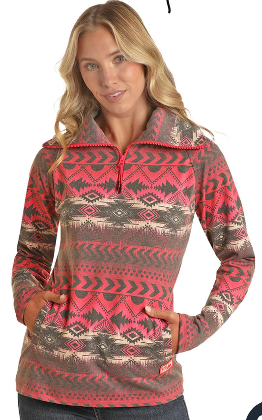 ROCK&ROLL DENIM AZTEC STRIPE PULLOVER