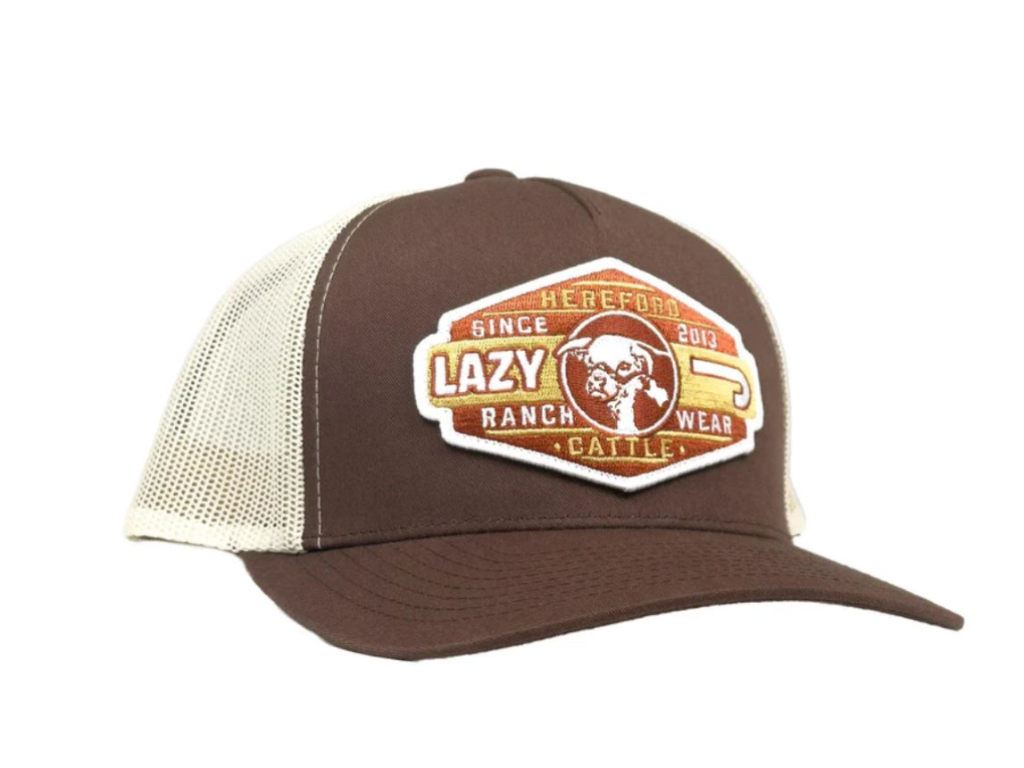LAZY J RANCHWEAR BROWN & TAN PECOS MID PROFILE TRUCKER HAT