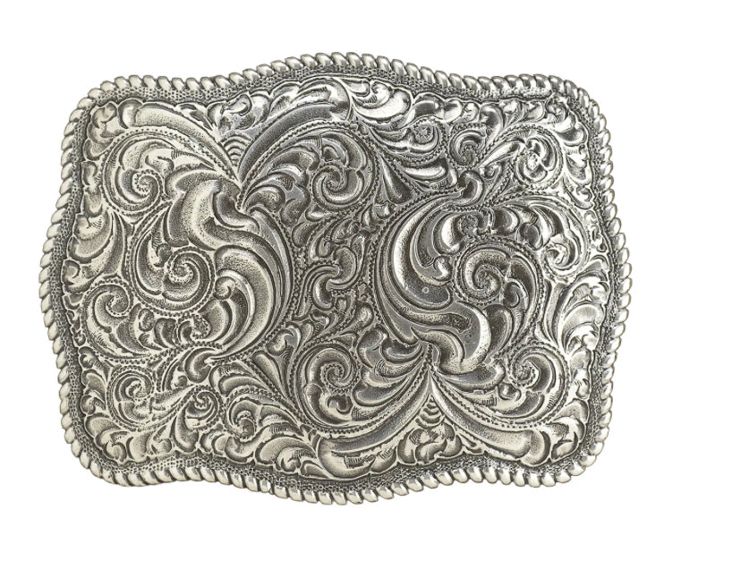 NOCONA MENS BUCKLE SCROLL ENGRAVED ROPE EDGE