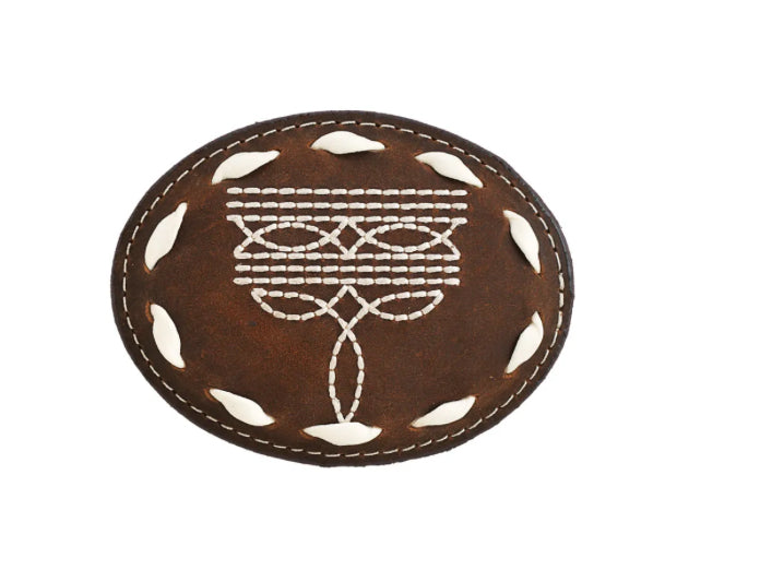 OVAL LEATHER BOOT STITCH BUCKLE