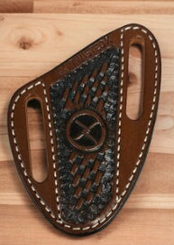 TWISTED X KNIFE SHEATH CHESTNUT PANCAKE WITH X LOGO